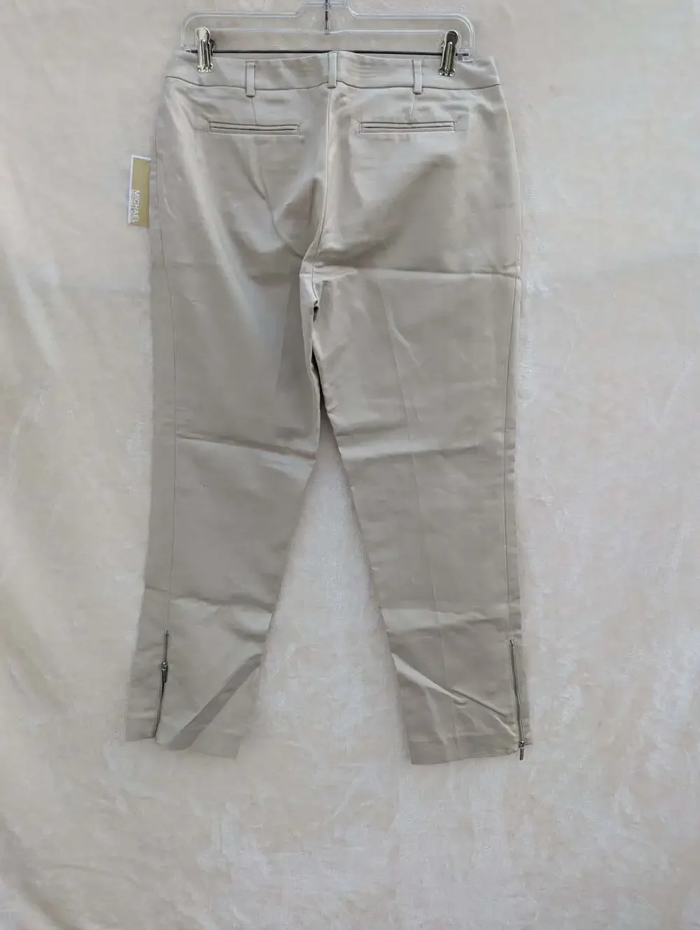 Michael Kors Women Khaki Beige Stretch Twill Pants Slacks Size 8 Zipper